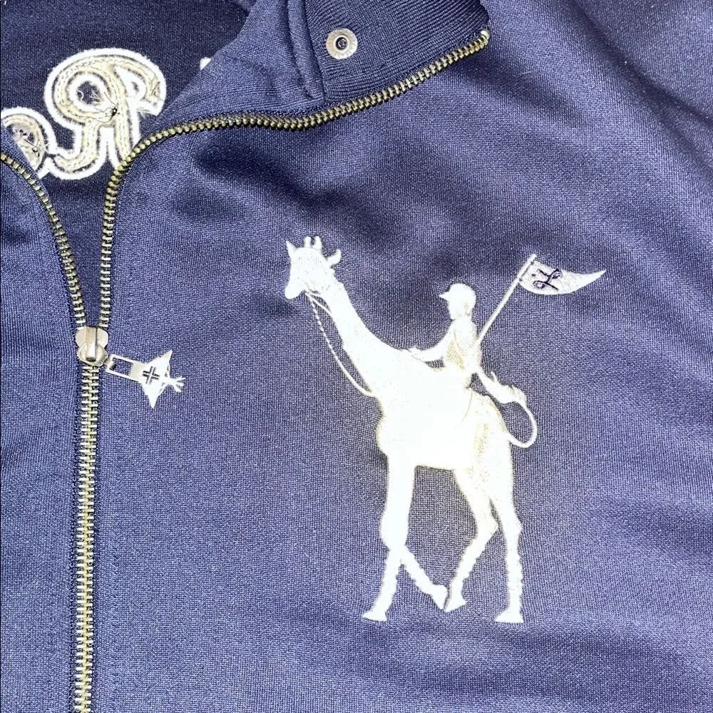LRG Lifted Research Group Retro BIG LOGO Giraffe Track Full Zipper Jacket Blue
